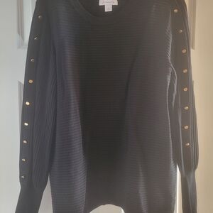 Liz Claiborne Black Sweater with Gold Buttons